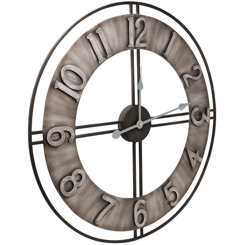 Sorbus 24" Distressed Gray Oversized Metal Wall Clock