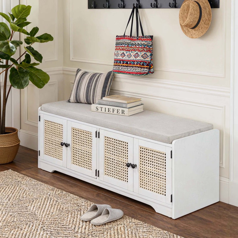Banc de rangement Rustic, Blanc