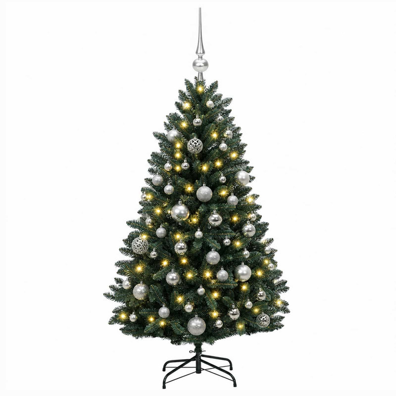 Christmas Tree, Ø 166 x 270 cm, with 300 LEDs&pink balls, Dark Green
