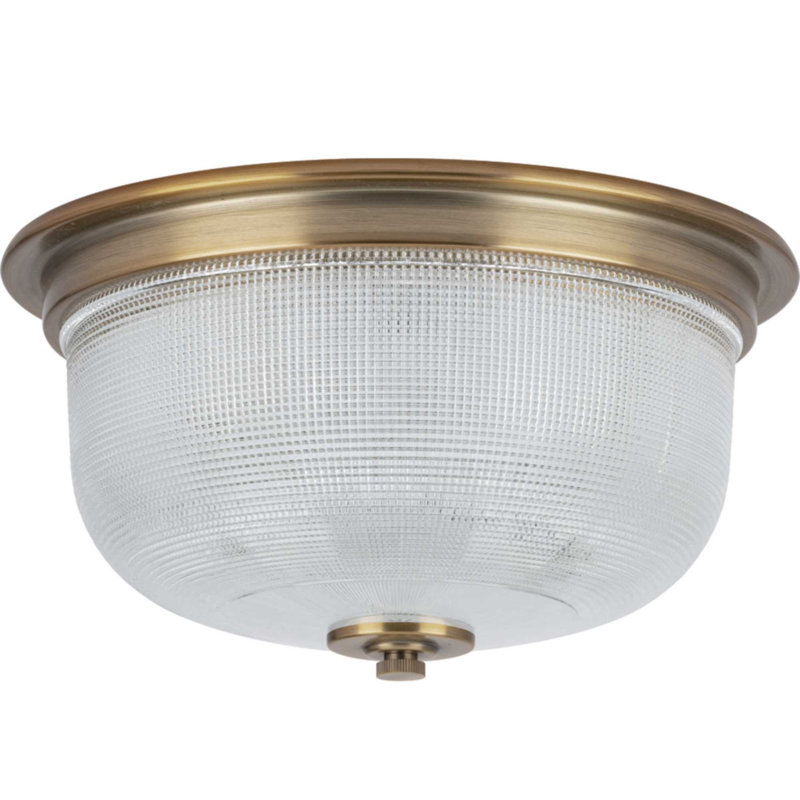 Plafonnier encastré 12,31 po à 2 lumières Wortman, Laiton rétro