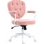 Chaise d'ordinateur rose avec molleton ours, tissu respirant pivotant à la flamme