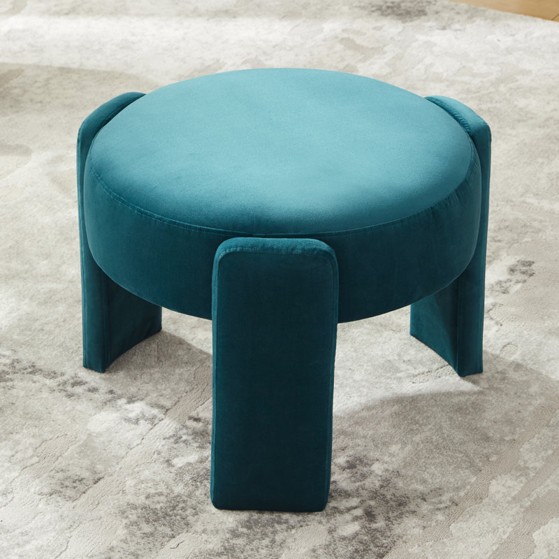 Modern Unique Design 20.5" W Velvet Upholstered Ottoman, Green Velvet
