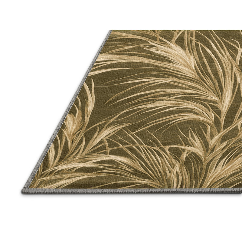 Tapis botanique brun lavable à la machine