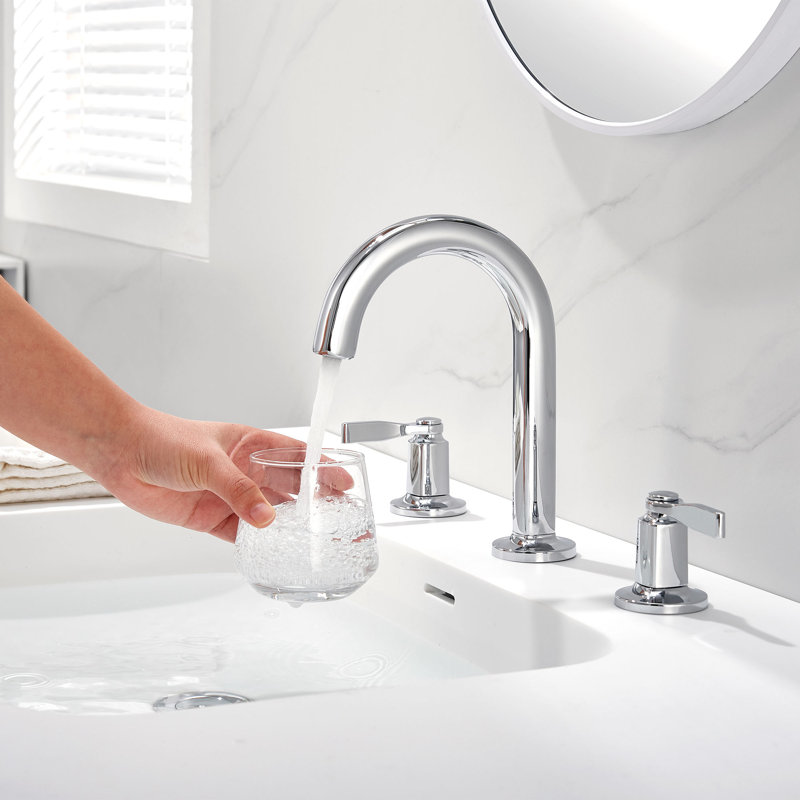 Robinet de meuble-lavabo à 2 poignées avec drain escamotable en métal Larko, Chrome chrome