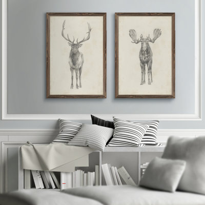 «Moose Study» par Antonyus Bunjamin (Abe), ensemble de 2 reproductions d'art sur toile