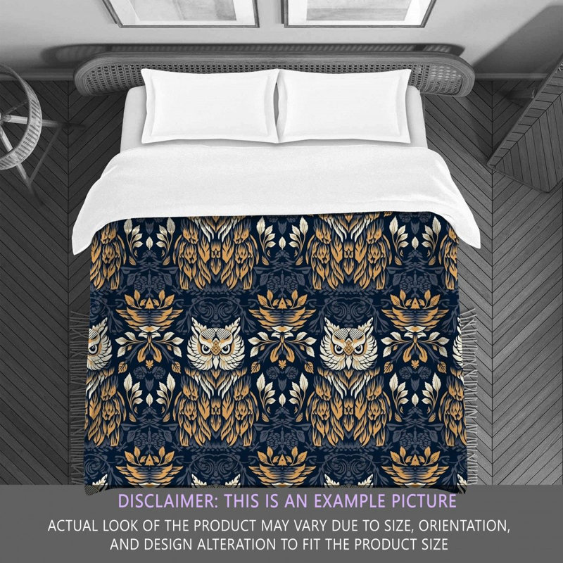 Owl Blue Yellow Bedding, Twin Comforter