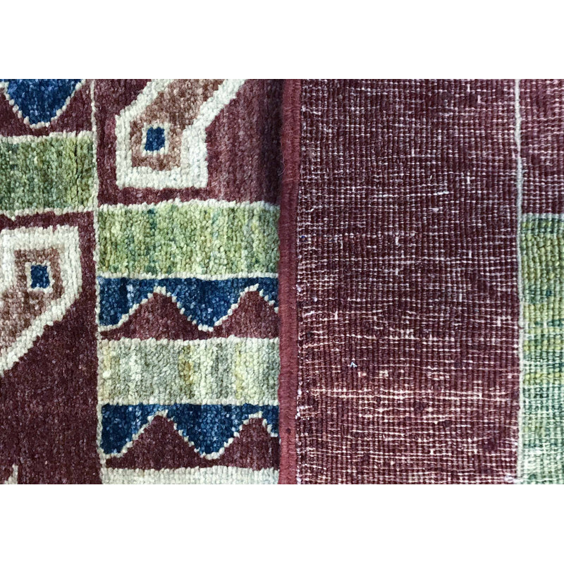Hand-Knotted High-Quality Blue and Rust Area Rug