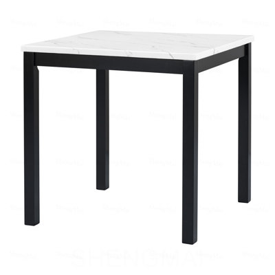 Ensemble de salle à manger 5 pièces avec table haute, comprenant une table à manger avec dessus en faux marbre et quatre chaises recouvertes de velours, gris