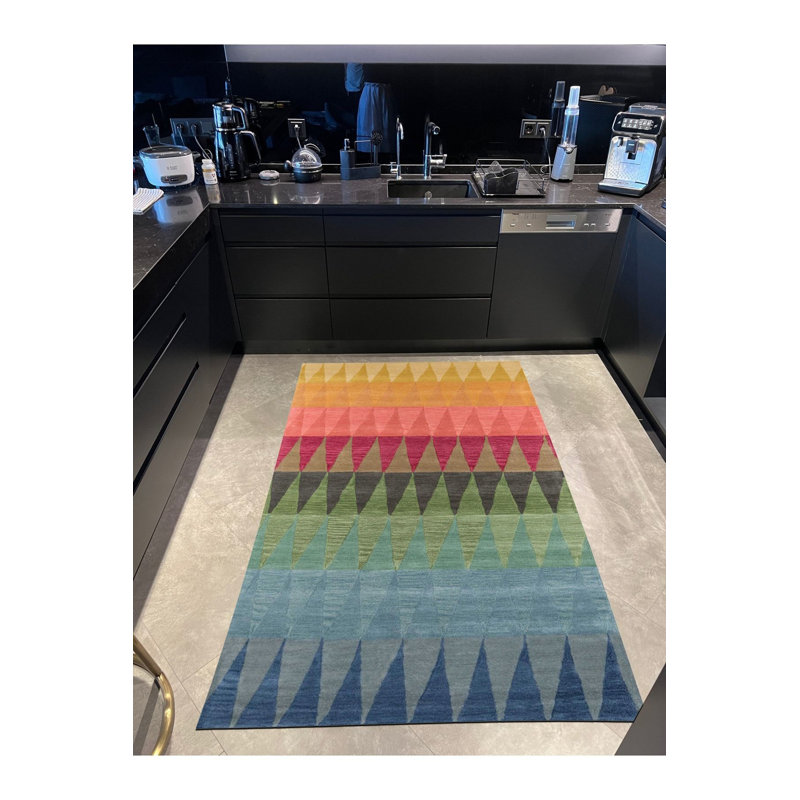 Tapis lavable multicolore, Tapis de couloir 4 pi 11 po x 9 pi 10 po