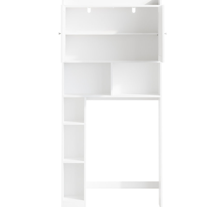 Freestanding Toilet Storage Rack, Adjustable Shelf, Double Doors, Open Shelves, White , Ideal For Bathroom Of Towels And Paper Rolls Organizer Rack With Quick Setup Use