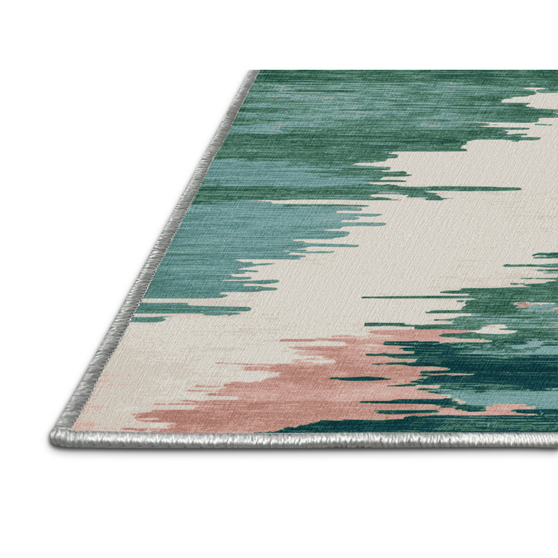 Tapis beige lavable à la machine, Rond 5 pi