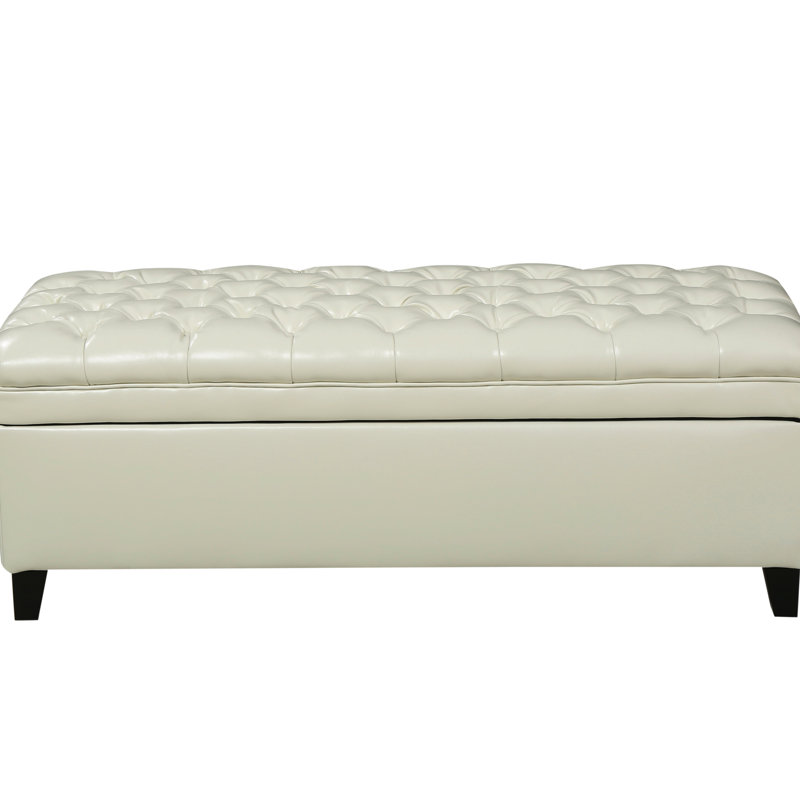 Pu Leather Storage Cube With , 49.46 In. X 20.73 18.65 In., 33.28 Lb Lid, Leather,, Ivory