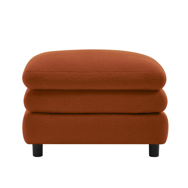Teddy Fabric Ottoman For Living Room, Orange