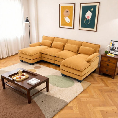 Canapé modulaire en U avec méridienne double en U et canapé en chenille