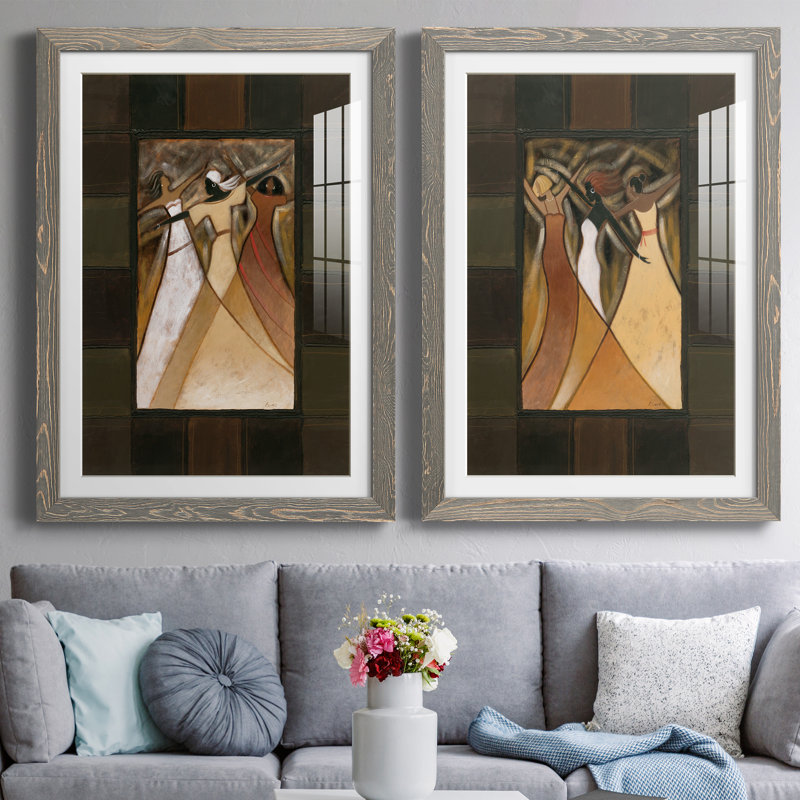 Divine Grace I - ensemble de 2 peintures encadrées, H 44 po x l 31 po x P 1 po, Encadré gris