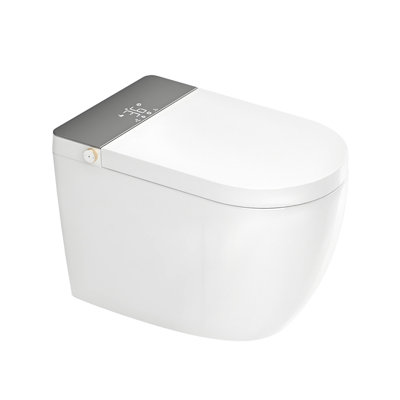Toilette intégrée moderne avec siège chauffant, chasse automatique, chasse d'eau à distance, capteur de pied, blanc