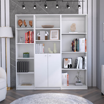 Simla 3 Piece Living Room Set With 3 Bookcases, White