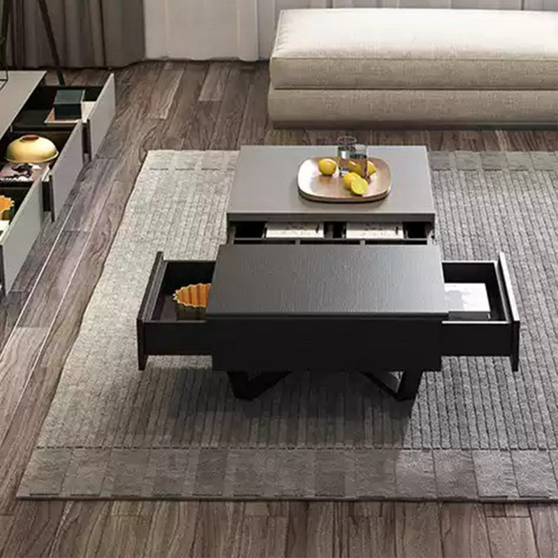 Modern coffee table with sturdy steel base, Black/Gray