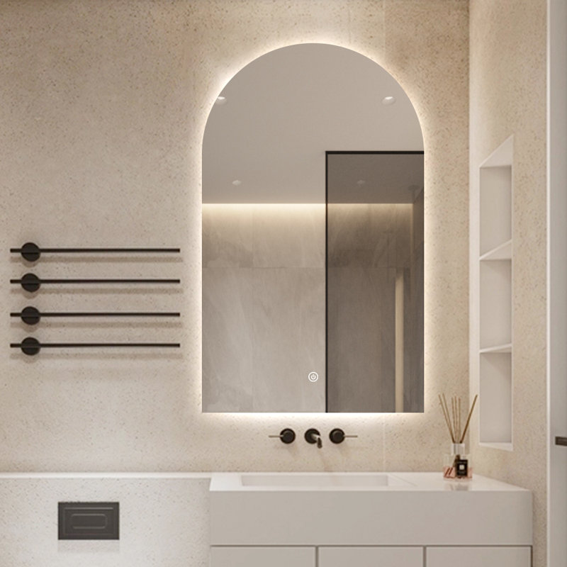 Rita 23.6 In. X 39.5 In. Arch Top LED Frameless Bathroom Vanity Mirror
