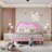 Landover Full Upholstered Platform Bed with LED Cloud-Shaped Headboard, Pink-2054887754-2054887756