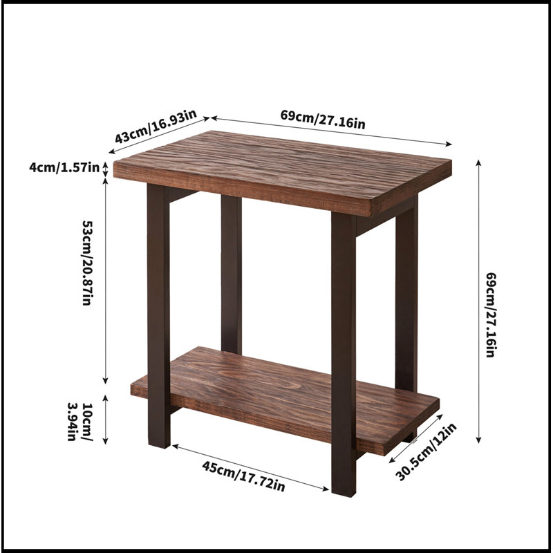 Table d'appoint en bois avec tablette ouverte