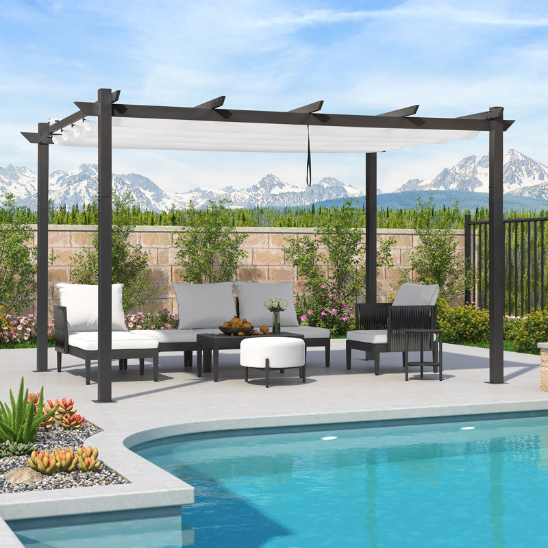 4m x 3m Aluminium Pergola, White