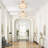 3-Light Gold Semi-Flush Mount Ceiling Light with Drum Fabric Shade