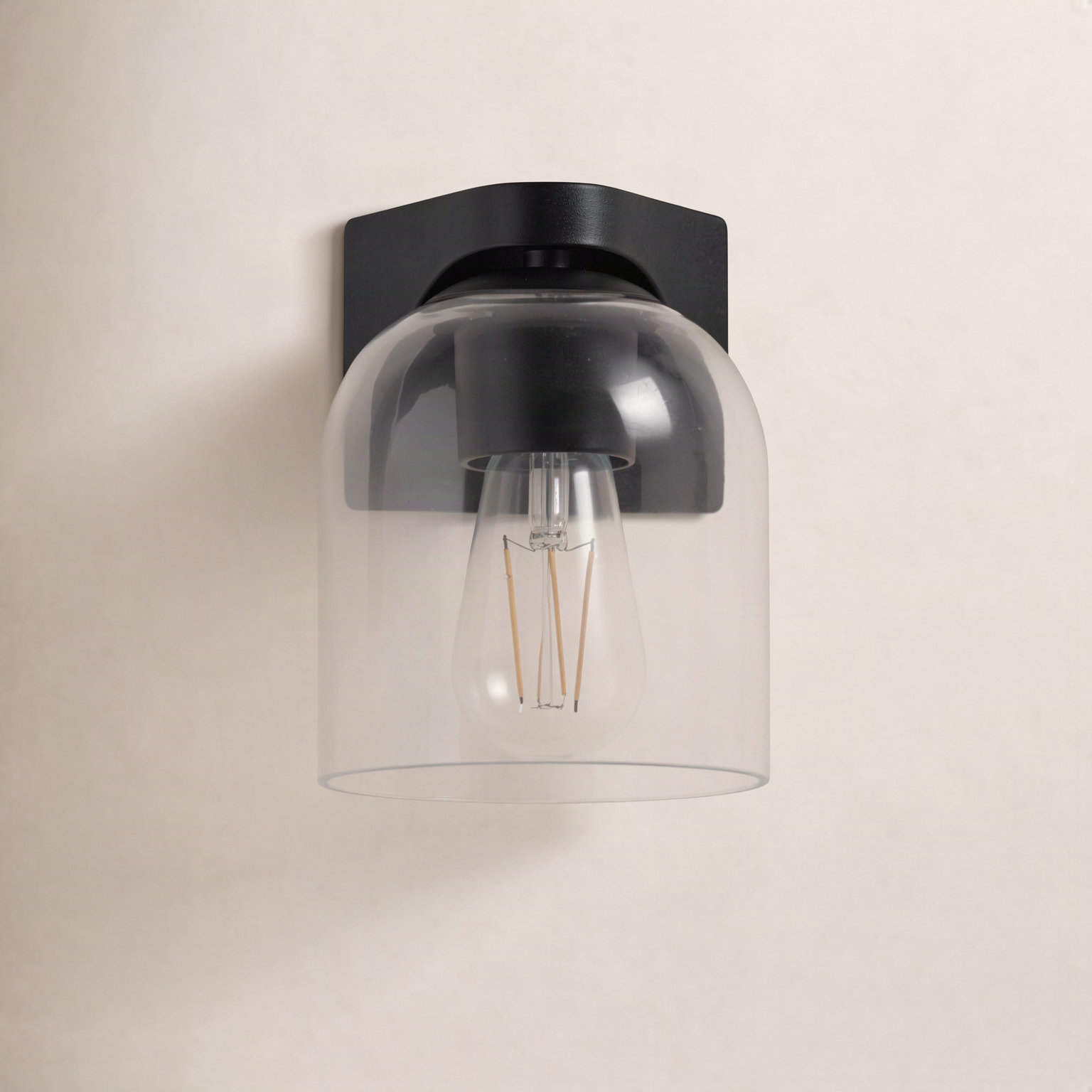 Single Transparent Dimmable Bath Sconce, Black