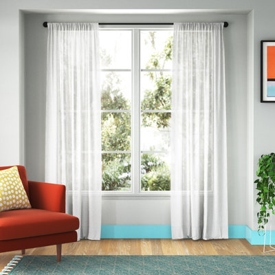 Embroidered Trellis Sheer Rod Pocket Curtain Panel - Basics by Wayfair™