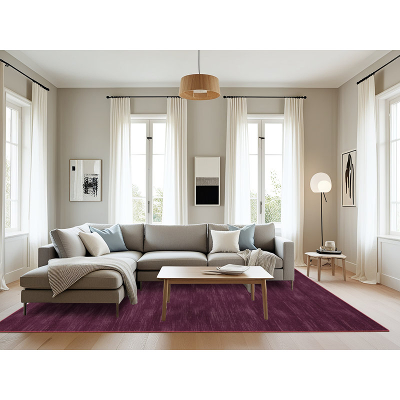 Machine Washable Solid Red Area Rug, Rectangle 6' x 9'