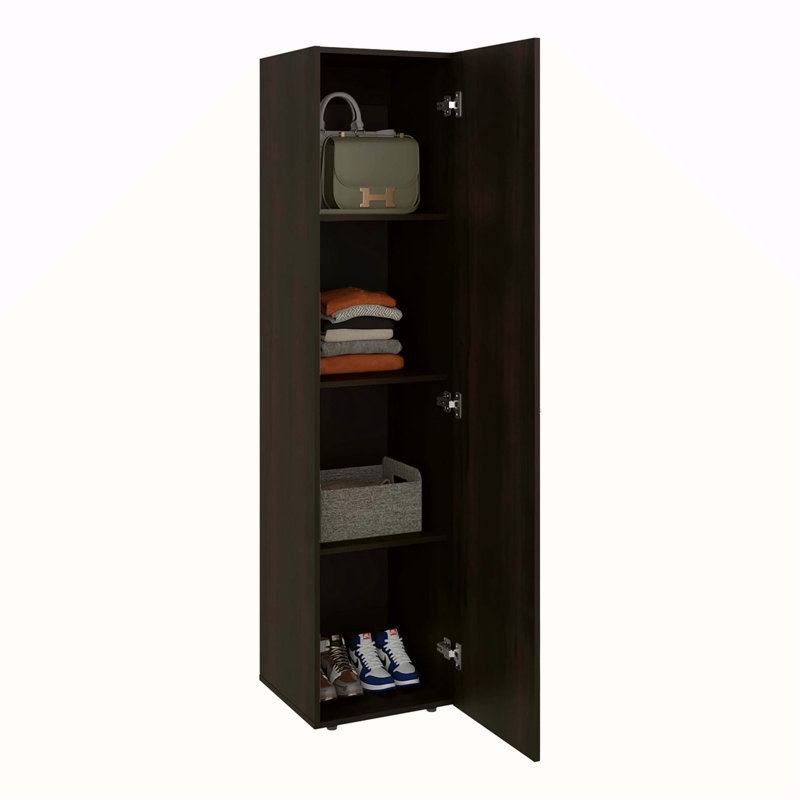 Armoire de rangement 4 tablettes en noyer teint