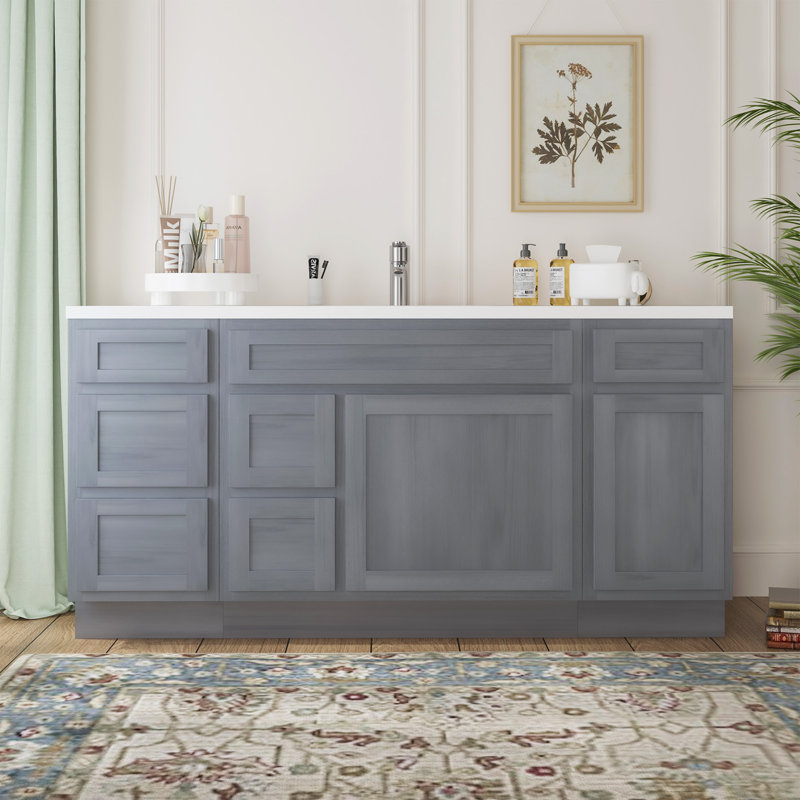 Base de meuble-lavabo simple 66 po seulement, Argent argent