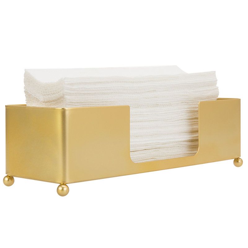 Modern Brass Metal Tabletop Paper Towel Holder with Ball Legs
