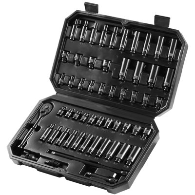 1/4" Drive 55Pcs 6 Impact Sockets Industrial-Grade High Torque With Marked Sizes And Portable Case Moderate-Weight Storage Toolbox Alloy Steel Tool Kit -Rolled Size Markings