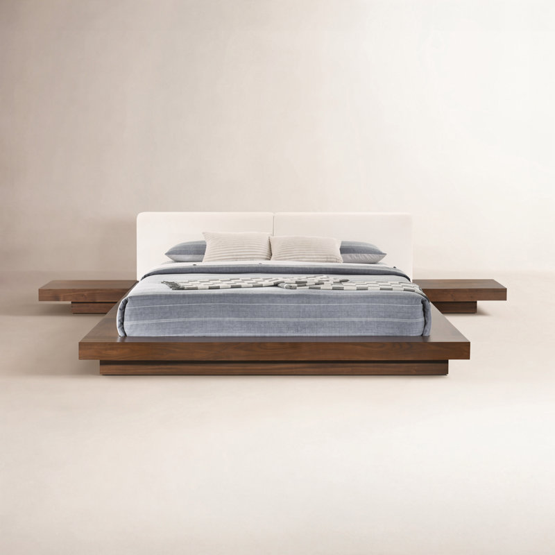 Andzela Upholstered Panel Storage Bed, Walnut/White, Queen