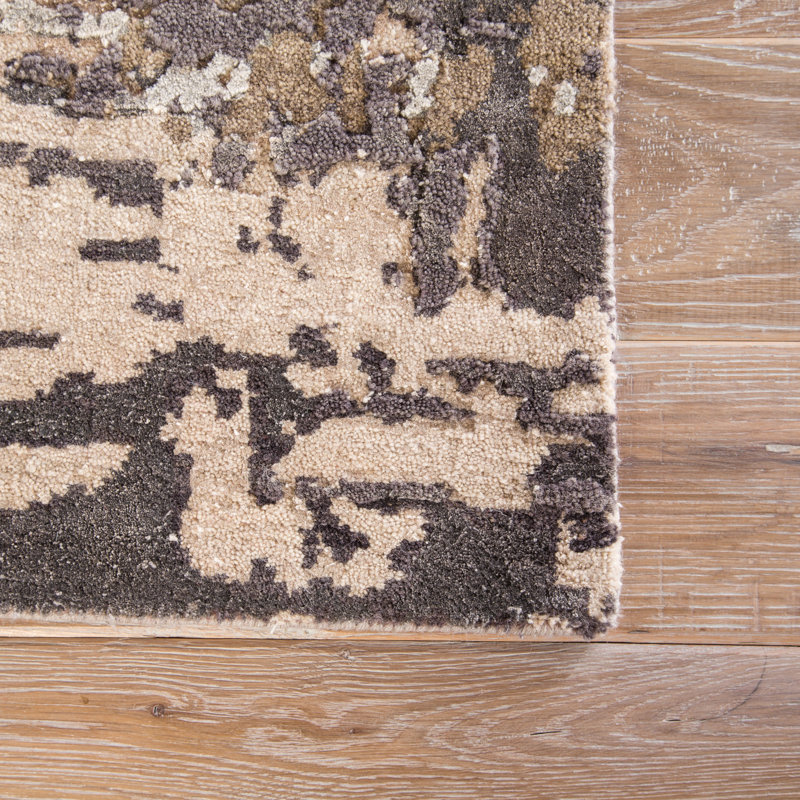 Tapis gris / crème noué à la main Noaim, Rectangle 8 pi x 10 pi
