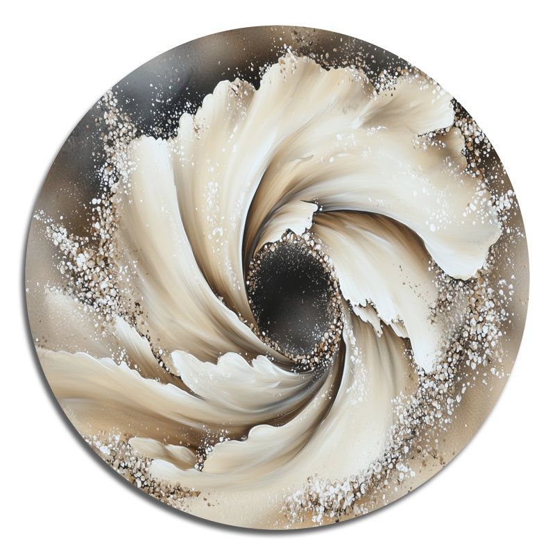 «Celestial Beige Vortex Illusion», art mural rond en métal bord de mer, vue sur l'océan et le lac, H 23 po x l 23 po