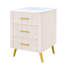 Table de chevet rembourrée avec 3 pieds en métal et table de chevet en velours beige capacité 3-1455158004