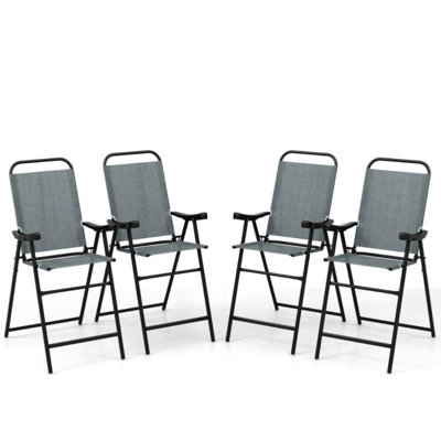 Ensemble de 4 tabourets de bar pliants pour patio avec structure en métal et repose-pieds