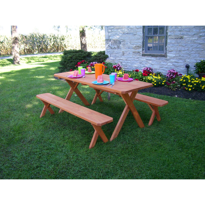 Dyann Rectangular 6 - Person Pine Picnic Table, Mushroom Stain, 30" H x 27" W x 55" D