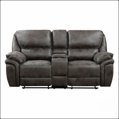 Causeuse inclinable moelleuse de salon moderne avec revêtement en microfibre grise et structure en bois massif, 1 pièce