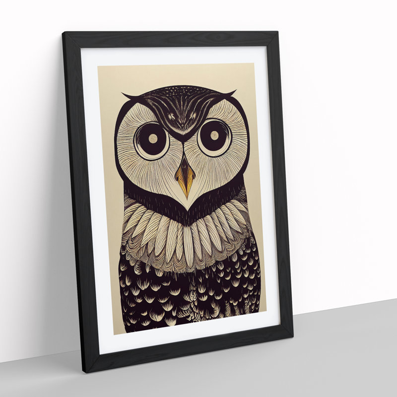 XV1022-573X An Astounding Owl - Single Picture Frame Print, Black, 64cm H x 46cm W x 2cm D