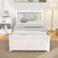 Cadre de lit simple en bois, cadre de lit plateforme en pin avec tiroirs, blanc