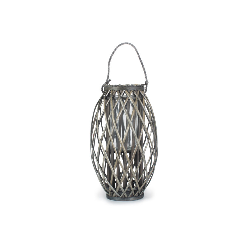 Wicker Candle Lantern, 52cm H x 33cm W x 33cm D