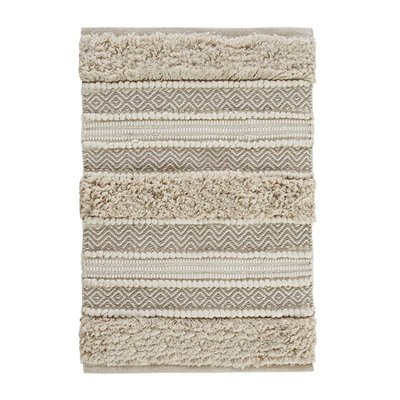 Woven Texture Stripe Bath Rug Natural 22X58"