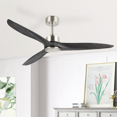 60" Wivenhoe Solid Wood 3-Blade Propeller Ceiling Fan with Remote