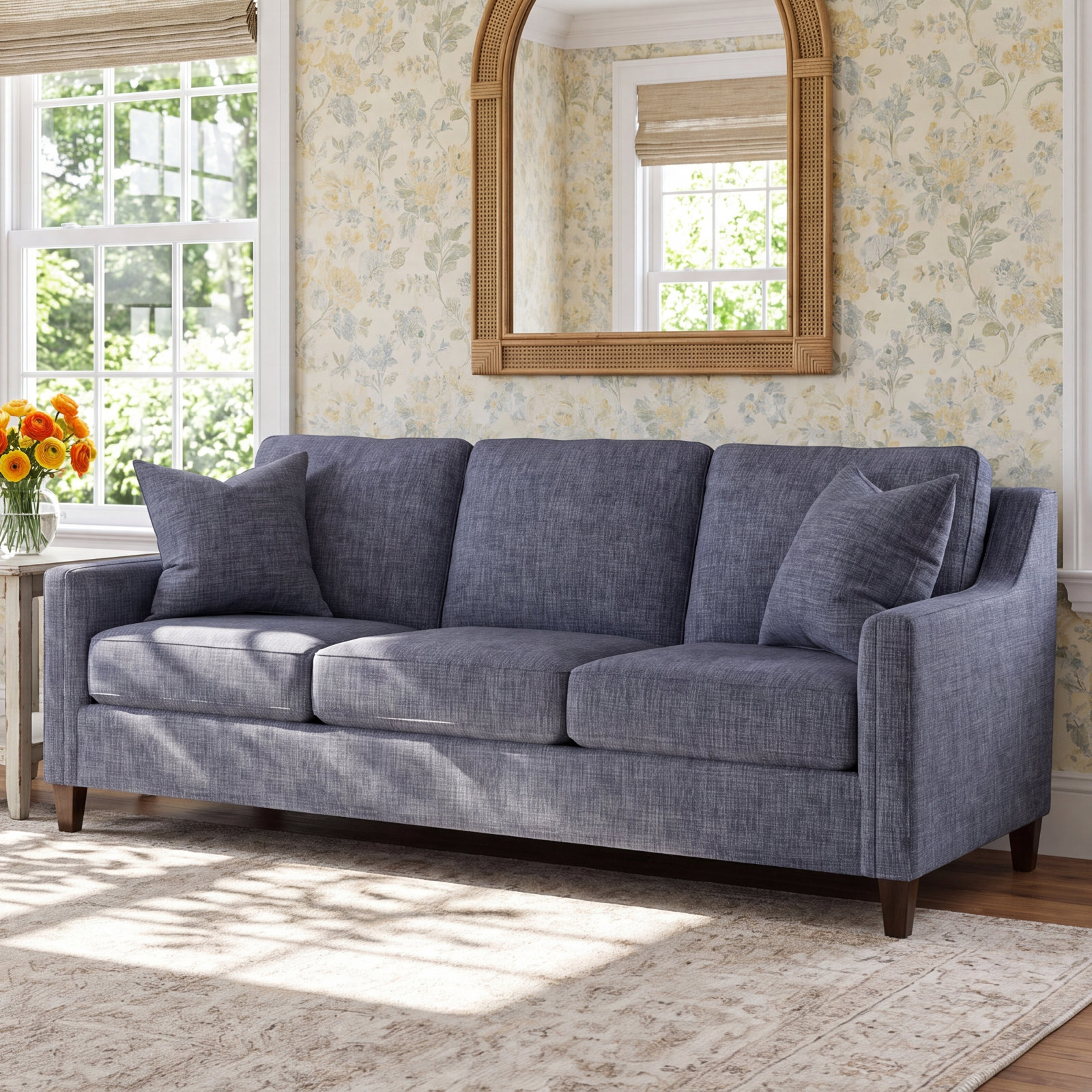 Finnegan 88" Sofa, Indigo Blue