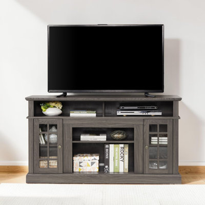 59" Classic TV Stand for TVs up to 65", Entertainment Center with Glass Door Cabinets, Adjustable Shelves & Cable Management for Living Room