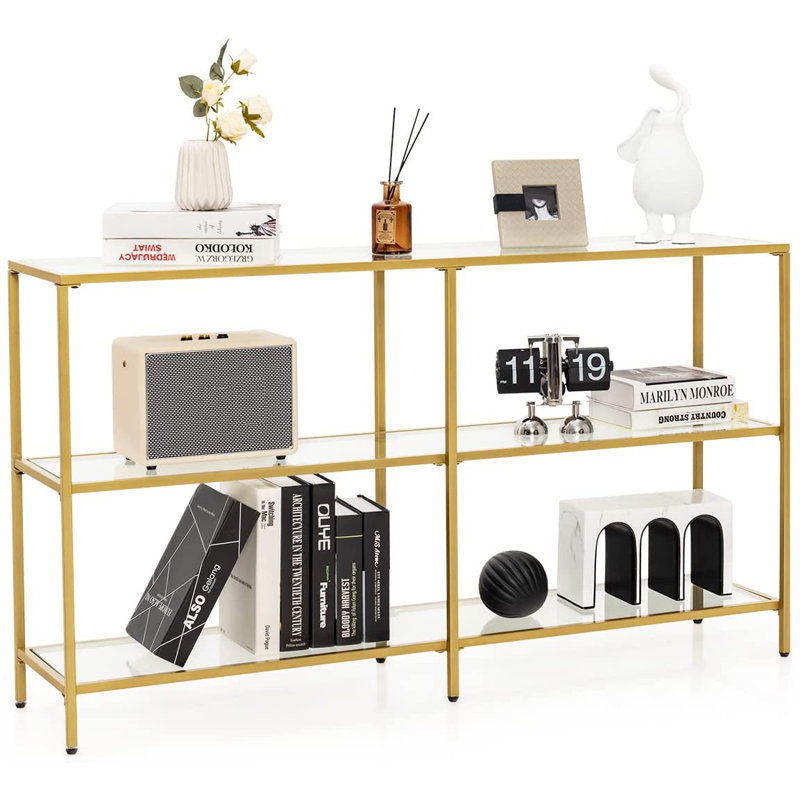 Meayki Glass Top Console Table, 73cm H x 130cm W x 30cm D