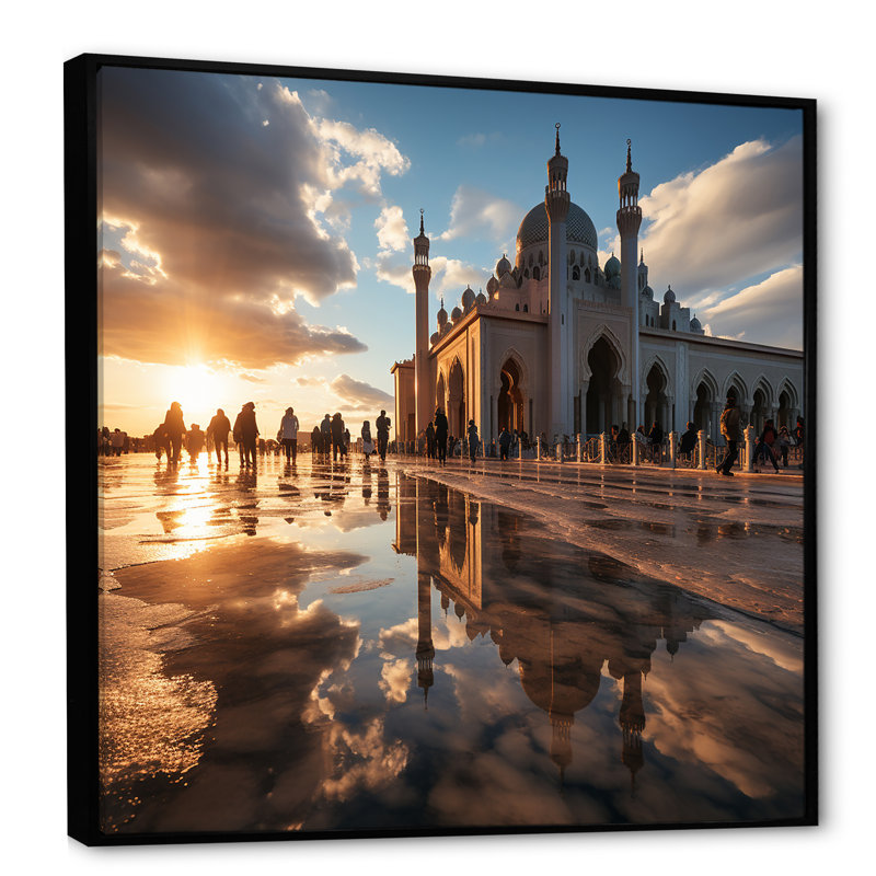Mosquée marocaine, majestueux II, art mural, Cadre flottant noir, H 16 po x l 16 po x P 1 po